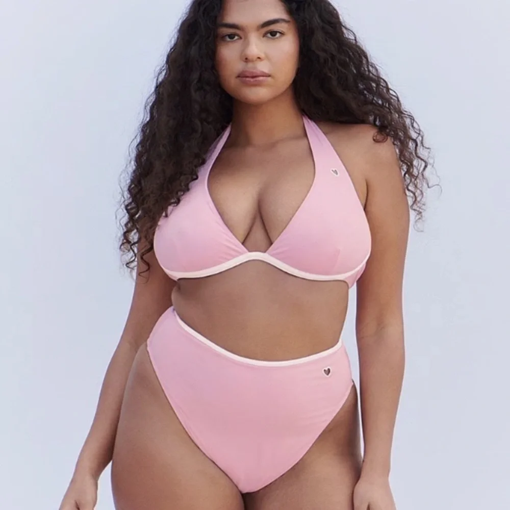 New! Frankies Bikinis Estella Bikini Bottom pink with heart cutout 1647